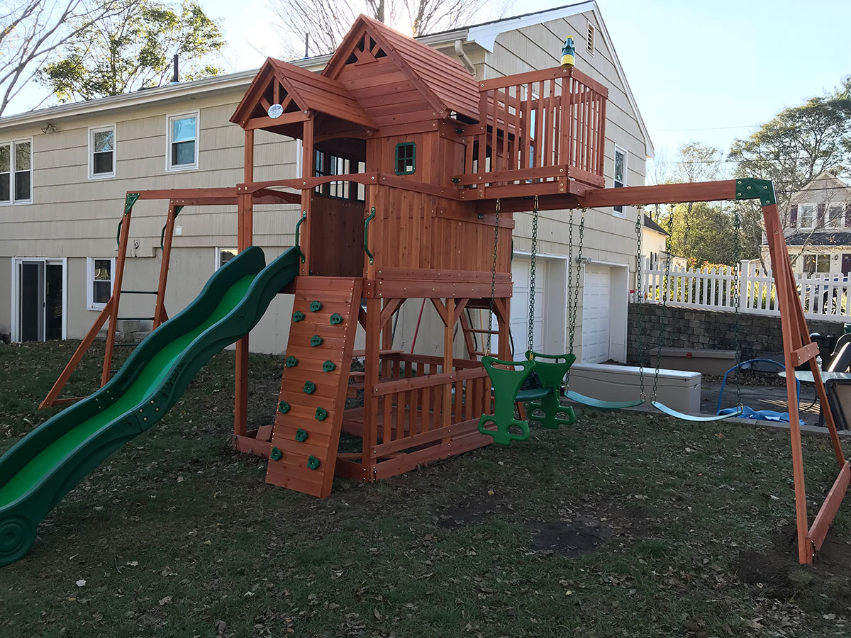 Backyard Discovery SkyFort II Playset Swing Set Assembly and Installation in Attleboro, MA
